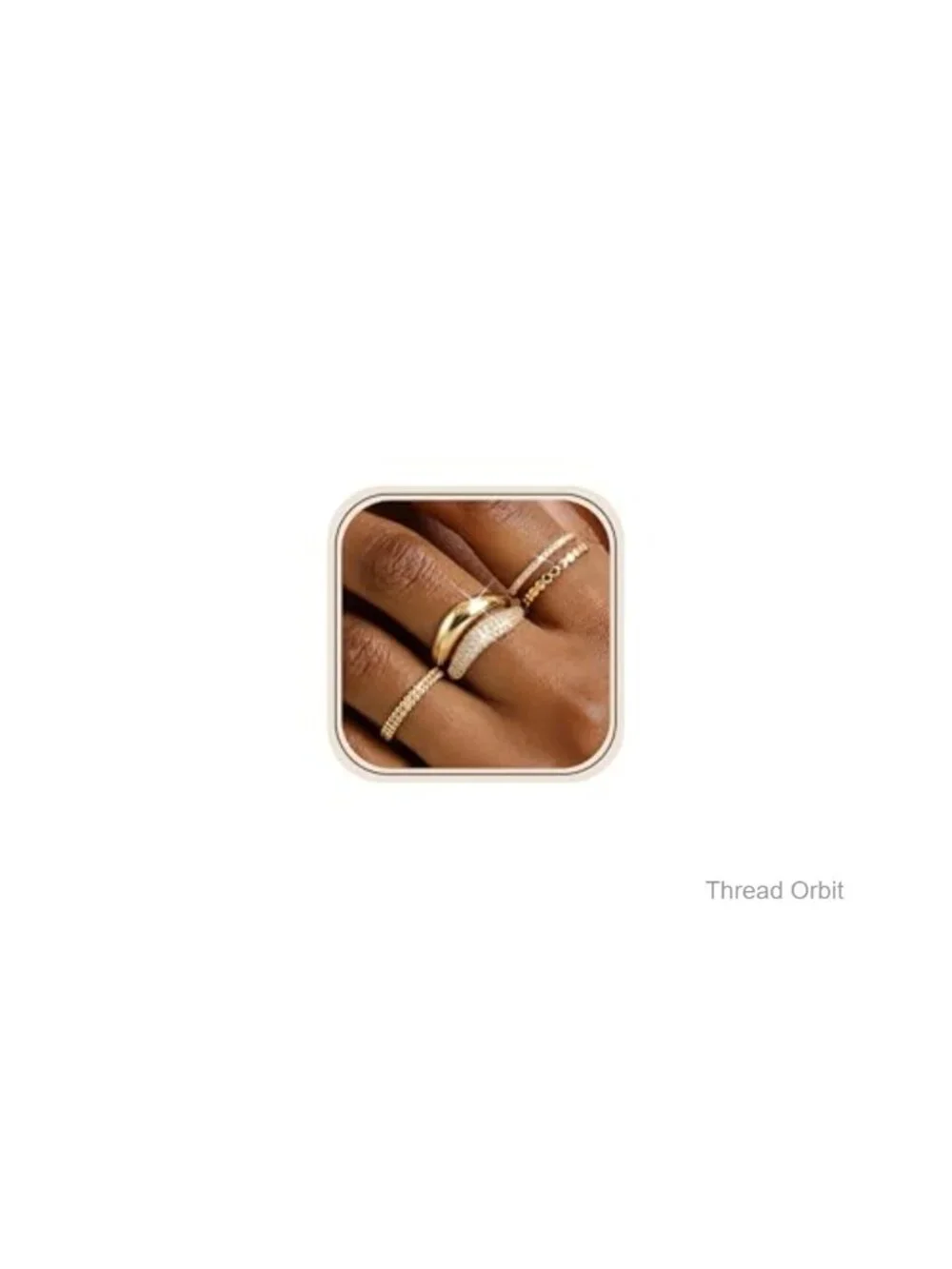 14K Gold Plated Stackable Dainty Cubic Zirconia Ring Set Chunky Dome Band Thumb